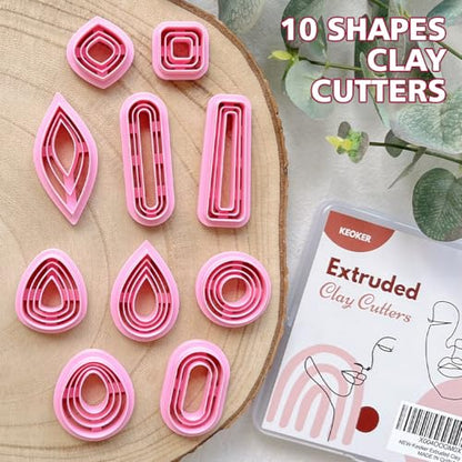 Keoker Organic Polymer Clay Cutters, 10 Shapes Extruded Polymer Clay Earring Cutters Boho