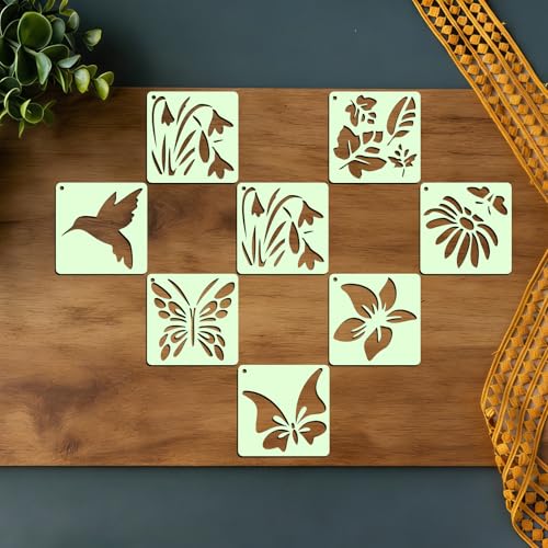 72 Pcs Butterfly Flower Stencils for Painting Set, Reusable Botanical Leaf Dragonfly Plants Painting Templates - Stencil Crafts Drawing Templates for DIY Scrapbook, Home Wall Murals, Canvas Wood Signs - style: Butterfly Plants