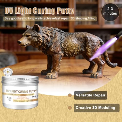 200g UV Light Curing Putty – Fast-Cure Model Repair & Detailing, Multi-Purpose Adhesive for Crafts, 3D Print Fixes, Sandable & Durable, Easy to Use for Pros & Hobbyists (7oz) - size: 7oz