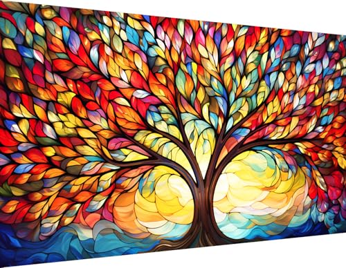 igoodom Large Diamond Painting, Large Tree of Life Diamond Art Kits for Adults, Full Drill Round Big Diamond Painting, DIY Gem Art and Crafts for Home Wall Decor Gift 27.5 X 15.7inch - color: MZ1374