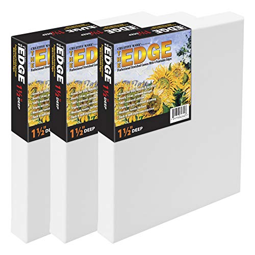 Creative Mark The Edge Deluxe Cotton 1-1/2" Deep Stretched Canvas for Painting, 10x40 Pack of 3, 14oz. Primed Weight, Universal Archival Priming, Medium Tooth, Hand-Stretched Canvas for Painters