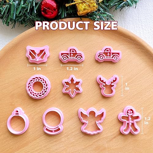 Keoker Christmas Clay Cutters, Polymer Clay Cutters for Earrings Making, 10 Shapes Christmas Clay Earrings Cutters, Reindeer Clay Cutters - color: earrings clay cutters 1