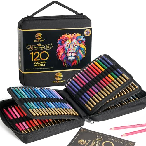 SJ STAR-JOY 120 Colored Pencils Zipper Case Set, Soft Core Colored Leads for Artists, Professionals and Colorists, In Neat, Strong Carry-Anywhere Zipper Case, Portable Case - color: New Edition 120 colors zipper bag