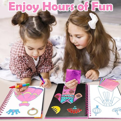 FUNNYB&G Foil Art Craft Kit for Girls 4-10 Years Old: Mess-Free & No-Glue, Create 16 Sparkly Dress Up Pictures – Perfect Travel Toy & Birthday Gift for Kids (Dress Up) - style: Dress