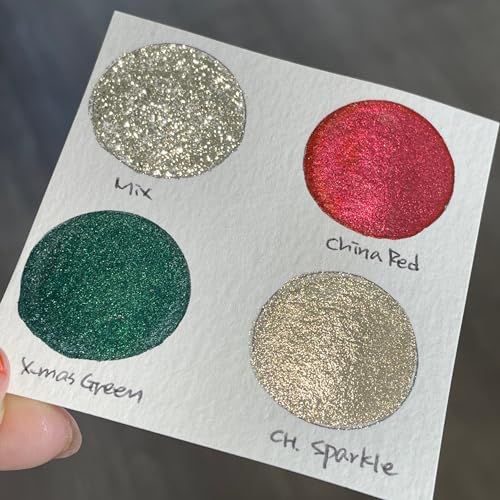 IUILE Handmade Watercolor Paints - Jingle Bell Half Pan Set (4 colors) - color: Jingle Bell