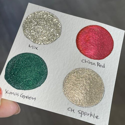 IUILE Handmade Watercolor Paints - Jingle Bell Half Pan Set (4 colors) - color: Jingle Bell