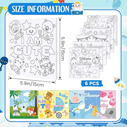 Honoson 6 Pcs 6 Inch Pre Drawn Outline Canvas Paint Kit with Pictures for Adults Paint Party Stretched Canvas Art Boards Set for Adult Beginner(Baby Shower) - style: Baby Shower