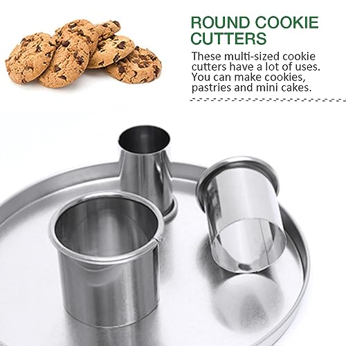 14 PCS Circle Cookie Cutters, Stainless Steel Biscuit Cutter Set(Silvery) - size: 14 Pack, Round Shape