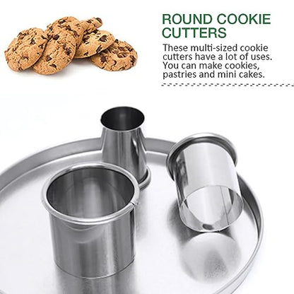 14 PCS Circle Cookie Cutters, Stainless Steel Biscuit Cutter Set(Silvery) - size: 14 Pack, Round Shape