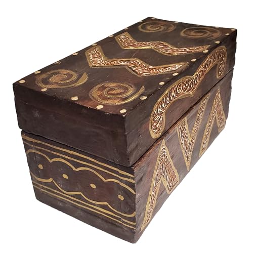 Hand-Carved Wooden Keepsake Box Collection – Decorative Rustic Storage Box, Jewelry Box, Trinket Organizer, Handmade Artisan Wood Home Décor (Chest) - size: Chest