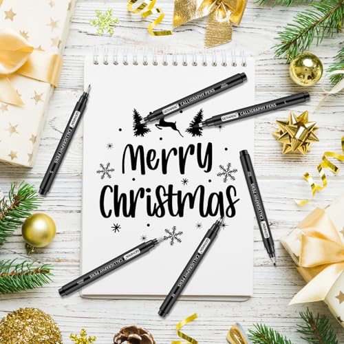 Calligraphy Pen,10 Size Calligraphy Pens for Writing,Calligraphy markers,Brush Pens,Calligraphy Set for Beginners,Black Archival Ink Pens,Hand Lettering Pen for Art Drawing,Sketching,Scrapbooking