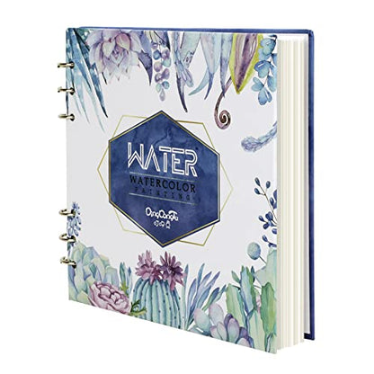 Watercolor Sketchbook - Watercolor Paper Sketch Book | Cold Press | 7.7 x 7.7 in, 20 Sheets, 140lb (300gsm) Heavyweight Paper | Loose-Leaf Binding, Lay Flat Water Journal, for Kids, Amateur - color: Succulent