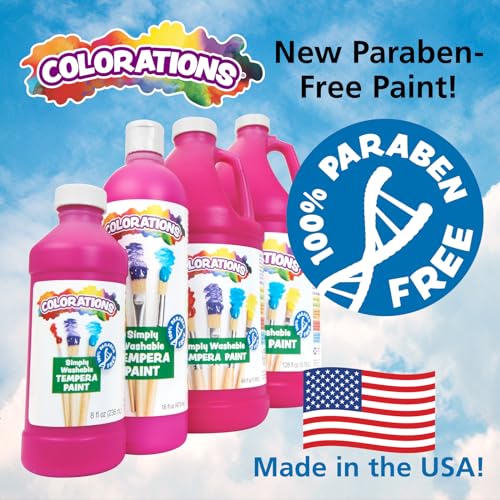 Colorations Washable Tempera Paint, 16 fl oz, Fluorescent Yellow, Neon, Non Toxic, Vibrant, Bold, Bright, Kids Paint, Craft, Hobby, Fun, Art Supplies (Item # FSWTYE) - color: Fourescent Yellow
