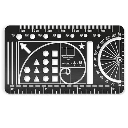 Pocket Journal Stencil - Stainless Steel Metal Bookmark with Circle Template, Ruler Conversion, Protractor & Golden Ratio - Planner Accessories for Journaling, Bible Study, Sketching & Notes