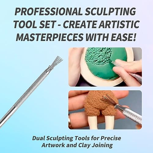 YAFIYGI 8 Pcs Ceramics Tools Kit Pottery Tools Carving Clay Needle Tools Clay Needle Tools Ceramic Sculpting Modeling and Texturing Supplies for Artistic Creations Feather Wire Texture Tools - color: 8 Pack