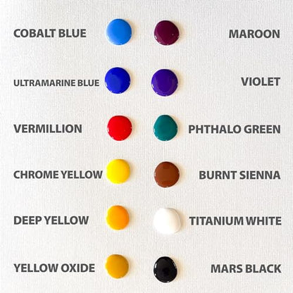 milo Acrylic Paint Set of 12 Colors | 16 oz Bottles | Student Primary Colors Acrylics Painting Pack | Made in the USA | Non-Toxic Arts & Crafts Paints for Artists & Hobby Painters - style: Primary Set 12 x 16 oz