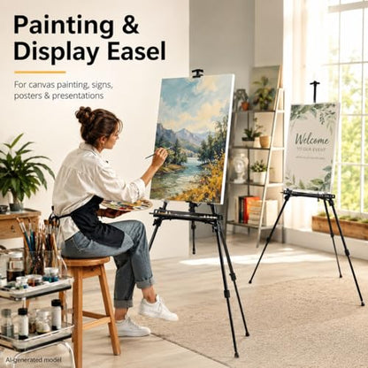 RRFTOK Art Easel Stand for Painting and Sign - Aluminum Metal Artist Tripod Adjustable Easels for Display Height from 21 to 61Inches - Canvas Stand with Paintbrush Tray for Artists Adult Holder - style: 61B 1-Pack