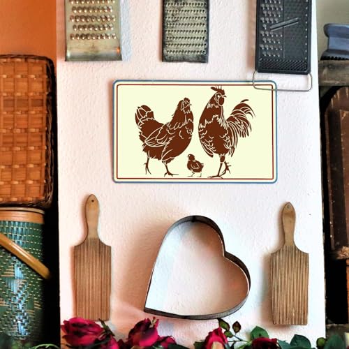 OLYCRAFT 2Pcs 11x8.6 Inch Fooster Self-Adhesive Silk Screen Printing Stencil Hen Chicken Mesh Stencils Farm Theme Reusable Mesh Stencils Transfer for DIY T-Shirt Fabric Painting - color: Chicken