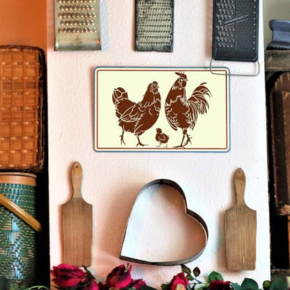 OLYCRAFT 2Pcs 11x8.6 Inch Fooster Self-Adhesive Silk Screen Printing Stencil Hen Chicken Mesh Stencils Farm Theme Reusable Mesh Stencils Transfer for DIY T-Shirt Fabric Painting - color: Chicken