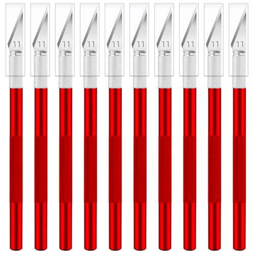 JETMORE Exacto Knife, 10 Pack Exacto Knife Set for Detailed Cutting, Craft Knife, Art Knife for Paper, Cardstock, Vinyl, Stencil, Scrapbooking, Model Making, Carving and DIY Art Projects (Red) - color: Red, size: 10 Pack