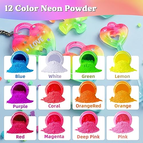 Bundle Set of UV Resin Kit with UV Light and Neon Pigment Powder