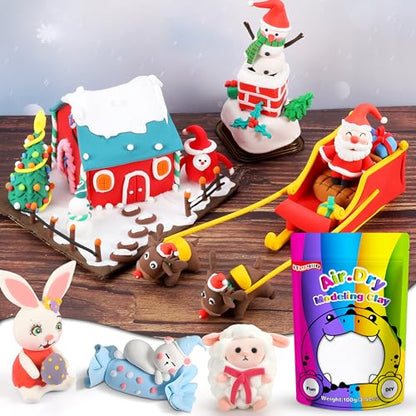 ifergoo White Air Dry Clay, DIY Creative Modeling Clay for Kids, Super Light Magic Foam Clay for Kids Age 3-12, Soft, No-Sticky & Non-Toxic, Molding Clay for School Art & Craft Project(100g/3.5oz) - color: White/100g