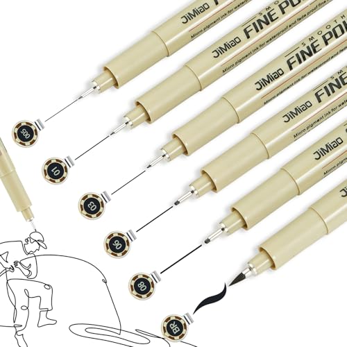 Qionew Micro Fineliner Pens, 6 Pack, Black Fineliners, Multiliner Pen Fine Line Waterproof Ink Set, Study Supplies, artist illustrations, sketches, Bible diaries, Black Art Pens - size: 6Size