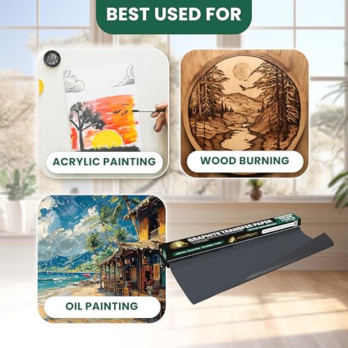 MyArtscape Graphite Transfer Waxed Paper Roll 17" x15ft & 20 Red Sheets Bundle, Wax-Free, Erasable, Smudge-Free, Ideal for Drawing, Tracing, Arts & Crafts – Precise, Durable, Premium Supplies