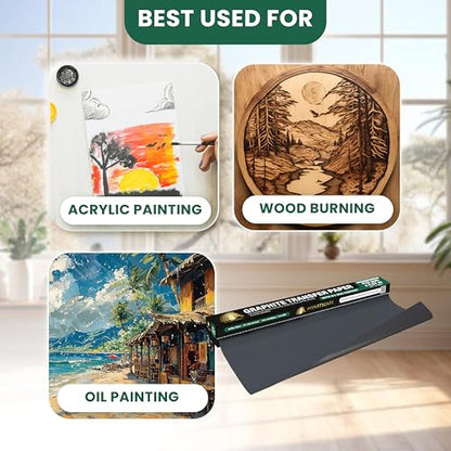 MyArtscape Graphite Transfer Waxed Paper Roll 17" x15ft & 20 Red Sheets Bundle, Wax-Free, Erasable, Smudge-Free, Ideal for Drawing, Tracing, Arts & Crafts – Precise, Durable, Premium Supplies