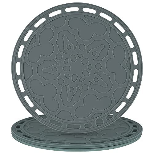 Silicone Trivets Mats Big Round Silicon Pad for Hot Dishes and Hot Pots, Hot Pads for Countertops, Tables, Pot Holders, Spoon Rest Place Mats Set of 3 Color Dark Grey - color: A: Dark Grey