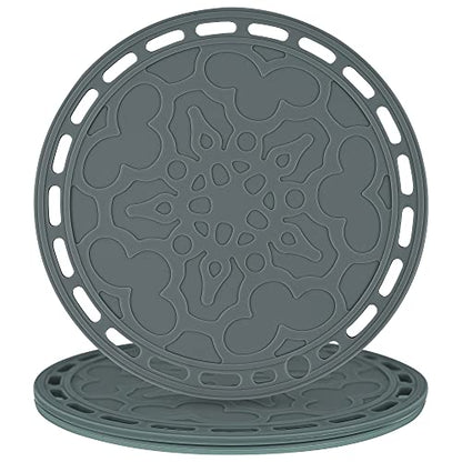Silicone Trivets Mats Big Round Silicon Pad for Hot Dishes and Hot Pots, Hot Pads for Countertops, Tables, Pot Holders, Spoon Rest Place Mats Set of 3 Color Dark Grey - color: A: Dark Grey