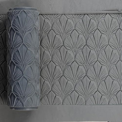 Art Deco Fan Pattern Clay Texture Roller 4" for Polymer Clay - color: Art Deco Fan Pattern Roller