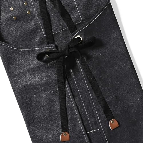 AFUN Aprons for Men Women with Large Pockets, 16-Ounce Cotton Canvas Cross Back Apron - color: Black