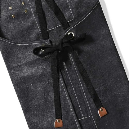 AFUN Aprons for Men Women with Large Pockets, 16-Ounce Cotton Canvas Cross Back Apron - color: Black