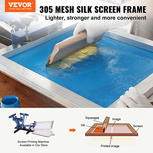 VEVOR Screen Printing Kit, 6 Pieces Aluminum Silk Screen Printing Frames, 20x24inch Silk Screen Printing Frame with 305 Count Mesh, High Tension Nylon Mesh and Sealing Tape for T-Shirts DIY Printing - size: 20x24inch