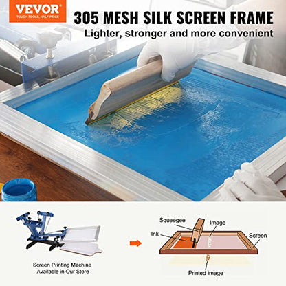 VEVOR Screen Printing Kit, 6 Pieces Aluminum Silk Screen Printing Frames, 20x24inch Silk Screen Printing Frame with 305 Count Mesh, High Tension Nylon Mesh and Sealing Tape for T-Shirts DIY Printing - size: 20x24inch