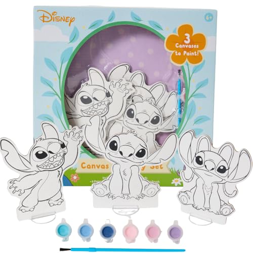 Innovative Designs Disney Lilo and Stitch Canvas Paint Set for Kids with 3 Canvases, Acrylic Paint, Paintbrush, & Stands - color: Stitch