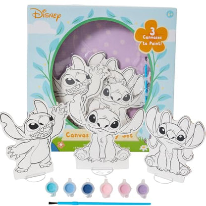 Innovative Designs Disney Lilo and Stitch Canvas Paint Set for Kids with 3 Canvases, Acrylic Paint, Paintbrush, & Stands - color: Stitch