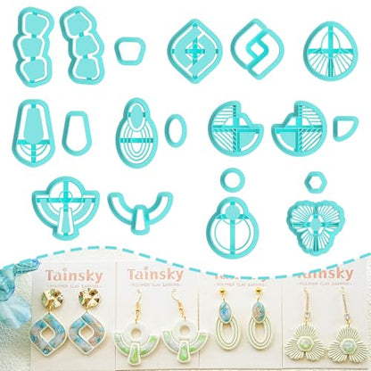 Tainsky 18 Shapes Embedded Polymer Clay Cutters - Gem Clay Jewelry Making Tools, Earring Cutters (A) - color: A Set