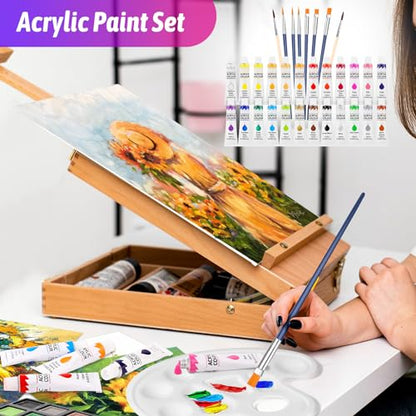 iBayam Deluxe Art Set,195-Pack Artist Gift Box, Arts and Crafts Drawing Painting Kit Art Supplies for Adults Teens Kids, Art Kits with 24 Acrylic Paint, Sketchbook, Canvases, Crayons, Pencils - color: Black