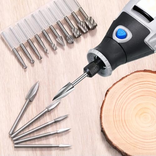 Honoson 20-Piece Wood Carving Tools Set - Includes HSS Engraving Drill Accessories & HSS Carbide Wood Milling Burrs - Universal Fitment for Rotary Tools, DIY Crafts