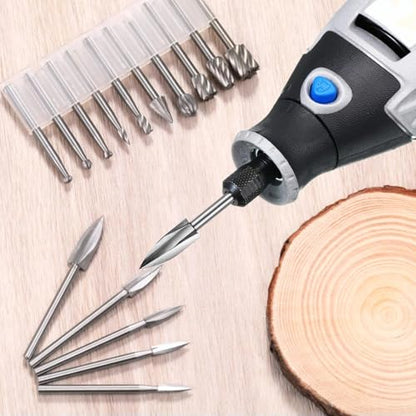 Honoson 20-Piece Wood Carving Tools Set - Includes HSS Engraving Drill Accessories & HSS Carbide Wood Milling Burrs - Universal Fitment for Rotary Tools, DIY Crafts