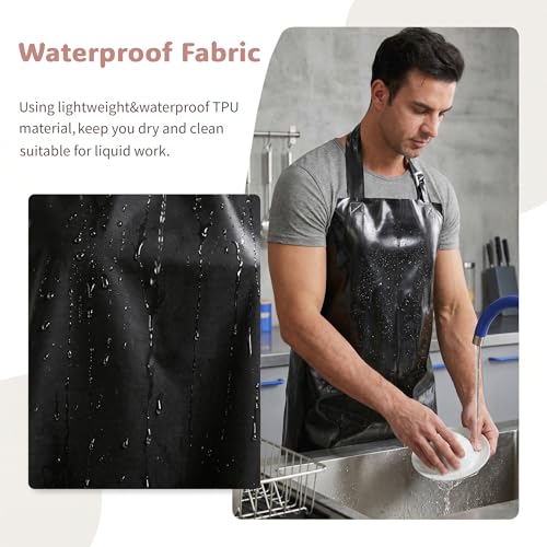 Nanxson TPU Waterproof Apron Lightweight Work Apron with Adjustable Buckle | Liquid Resistant,Neck buckle design,Easy to clean,Unisex,Butcher Apron for Dishwashing Grooming,Halloween - color: Black