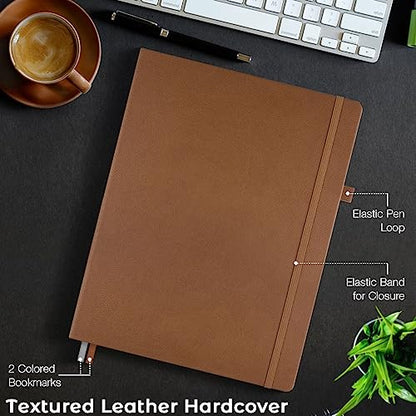 Blank Notebook, Hardcover Sketch Book, 8.5" x 11" Large Blank Journal, No Bleed Thick Paper Sketchbook for Drawing Art, Unlined Notebook Journal for Women Men, A4 Leather Sketchbook, Lay Flat, Brown - color: Brown
