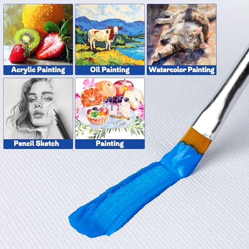 Halobios 6 Packs Stretched Canvases for Painting with 4x4 Inch, 6x6 Inch, 8x8 Inch, 11x14 Inch, Painting Canvases for Acrylics,Oils & Other Media, 5/8 Inch Profile 100% Cotton Artist Framed Canvas - size: 6 Pack Mixed - 11×14IN 8×8IN 6×6IN 4×4IN