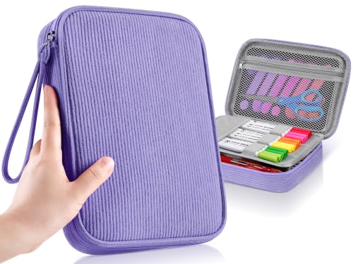 Zannaki Large Capacity Pencil Pouch Organizer | Soft Corduroy Pencil Box for Girls Boys Teens | Cute Big Pen Bag with Multiple Zipper Pockets - Pencil Case Storage for Art Supplies & Stationery-Purple - color: Purple/Corduroy, style: Soft Corduroy Pouch
