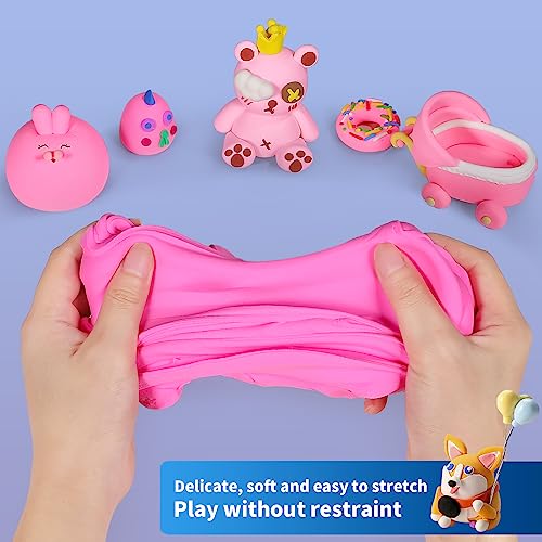 ifergoo Pink Air Dry Clay - Moldable Cosplay, DIY Creative Modeling Clay for School Arts & Craft Project, Fake Bake, Slime Supplies, Super Light Magic Foam Molding Clay, Soft, No-Sticky, 1.1LBS/500G - color: Pink/500g