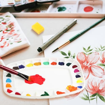Falling in Art Paint Palette with Lid, Airtight Leak-Proof Watercolor Palette with a Cleaning Sponge, 23 Paint Wells Acrylic Palette, 13 Inches by 9 1/4 Inches - size: 13" x 9.25" (23 Wells)