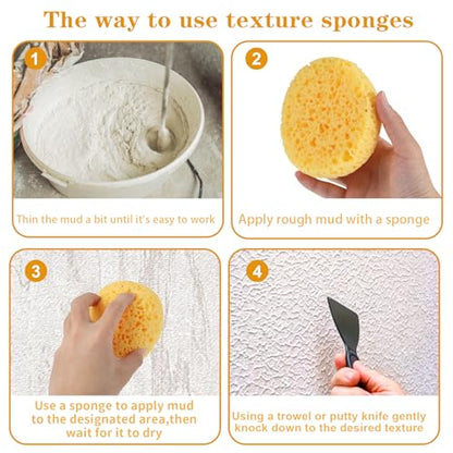 Mabor 2Pcs Texture Sponges, Sponge for Patch/Repair Ceiling Drywall Wall | Round Clay Sponges for Pottery, DIY Painting Ceiling Wall Texture