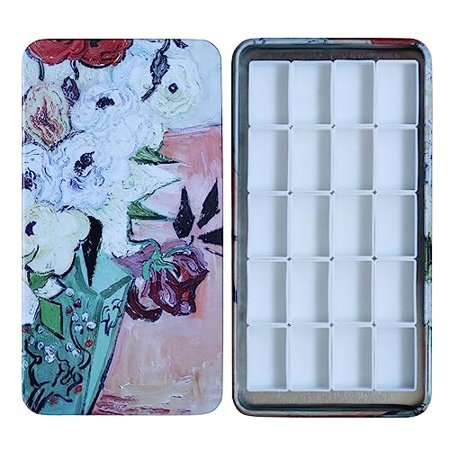 Portable Watercolor Tin, 20 Empty Watercolor Full Pans with Magnetic Tape | FCLUB Empty Watercolor Tin, 20Pcs Watercolor Pans, Self-adhesive Magnets, Watercolor Palette, Paint Holder, Metal Palette - color: Champs Rose, size: Pack of 20 Full Pans